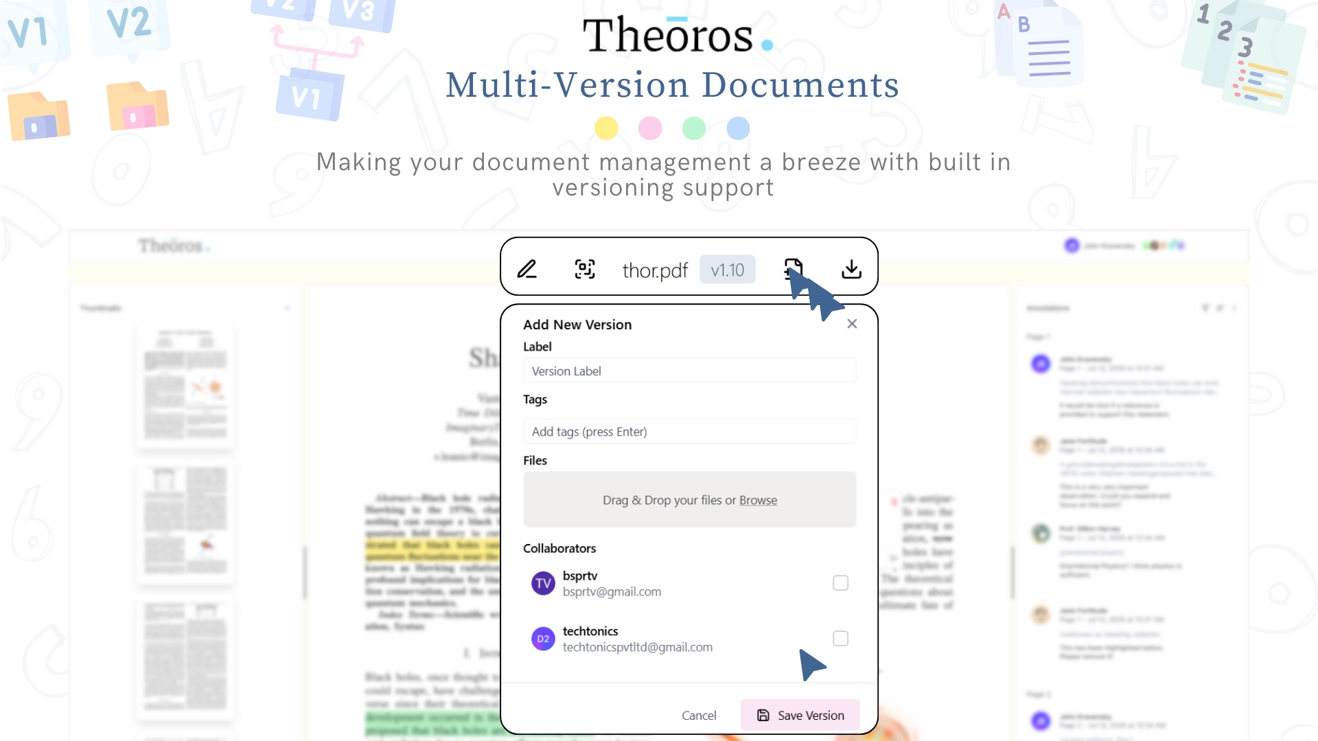 Multi-Version Documents and Seemlessly Annotate , Edit and Share your PDFs with Theōros
